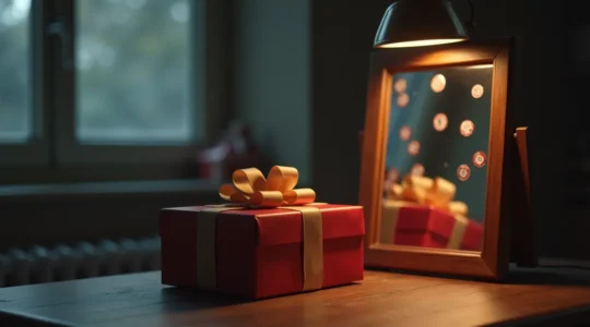 Illustration symbolique d'un cadeau emballé avec un prix caché derrière, représentant la valeur réelle versus la perception de gratuité.