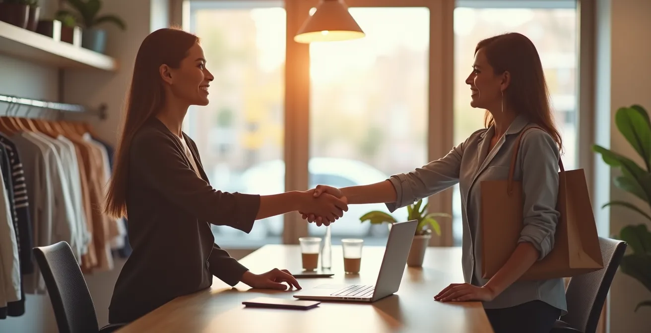 Une image symbolique représentant un service client accessible et rassurant comme argument de vente