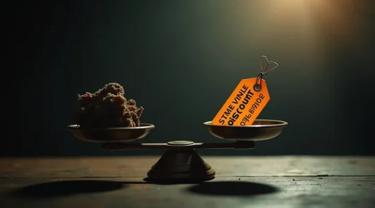 Image symbolique montrant une balance entre une offre de réduction immédiate attractive et un piège marketing subtil