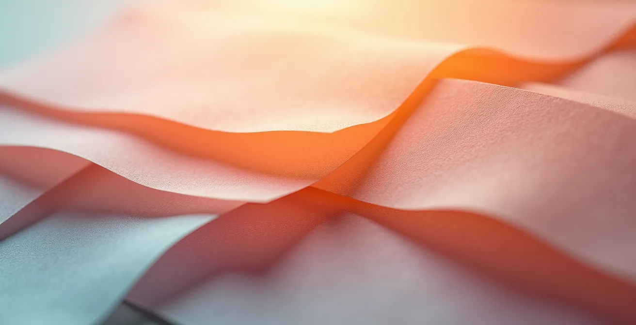 Détail macro d'une surface texturée évoquant des couches de données financières analysées